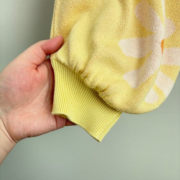 Ekouaer Lightweight Butter Yellow Daisy Flower Print Knit Two Piece Pajama Set - Picture 6 of 16